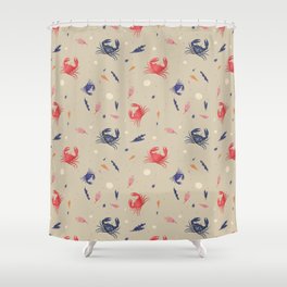 Ocean theme Pattern with Crabs Shower Curtain