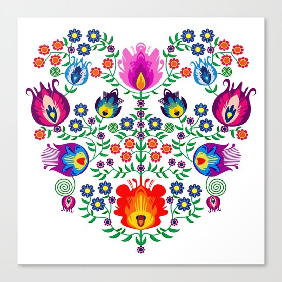 Folk Pattern - Flower Canvas Print