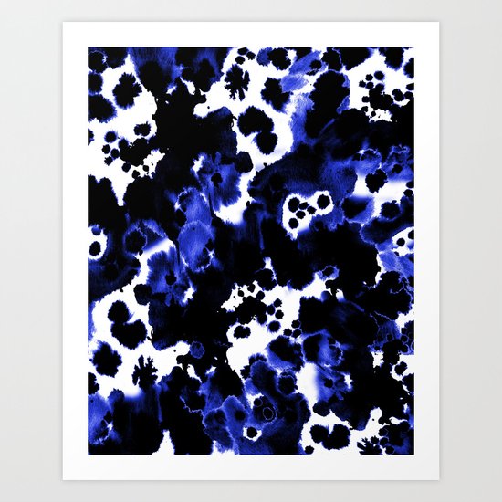 Watercolor indigo india ink boho girly trendy abstract painting brushstrokes dorm college painterly Art Print