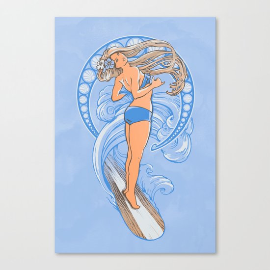 Surf Nouveau Canvas Print