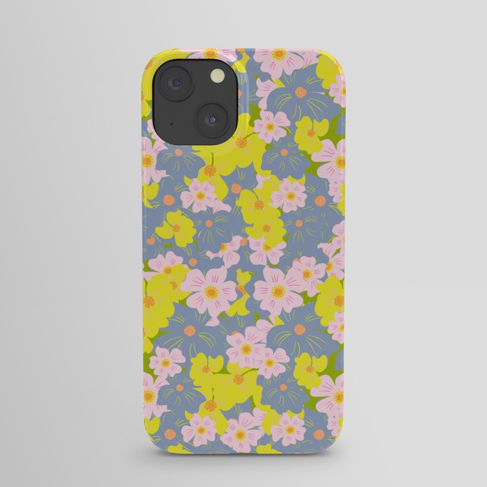 Pastel Spring Flowers On Green iPhone Case