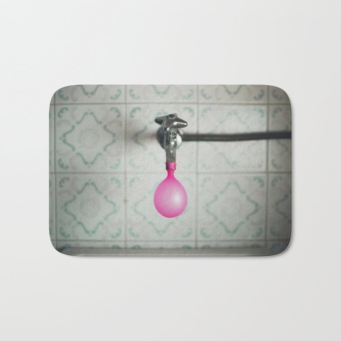 Tap with a pink balloon Bath Mat