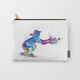 Girl Baseball Player Softball Catcher Colorful Watercolor Sports Artwork Carry-All Pouch