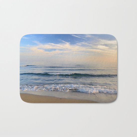 "Serenity sea". Waves. At sunset Bath Mat
