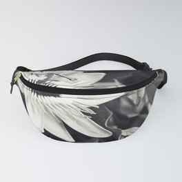 Passionflower - Tropical Orchid Floral black and white photograph Fanny Pack