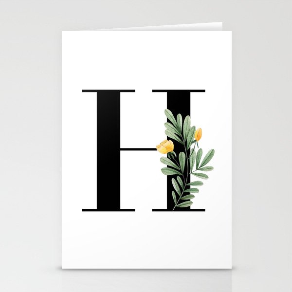 H Floral Letter Initial Stationery Cards