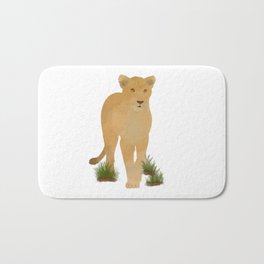 Watercolor Lioness Stalking Bath Mat