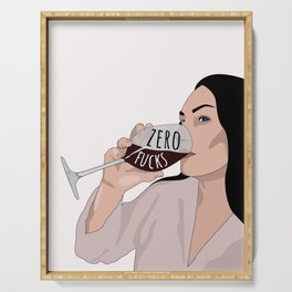Zero Fucks Illustration Serving Tray