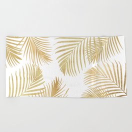 Gold Palm Leaves Beach Towel