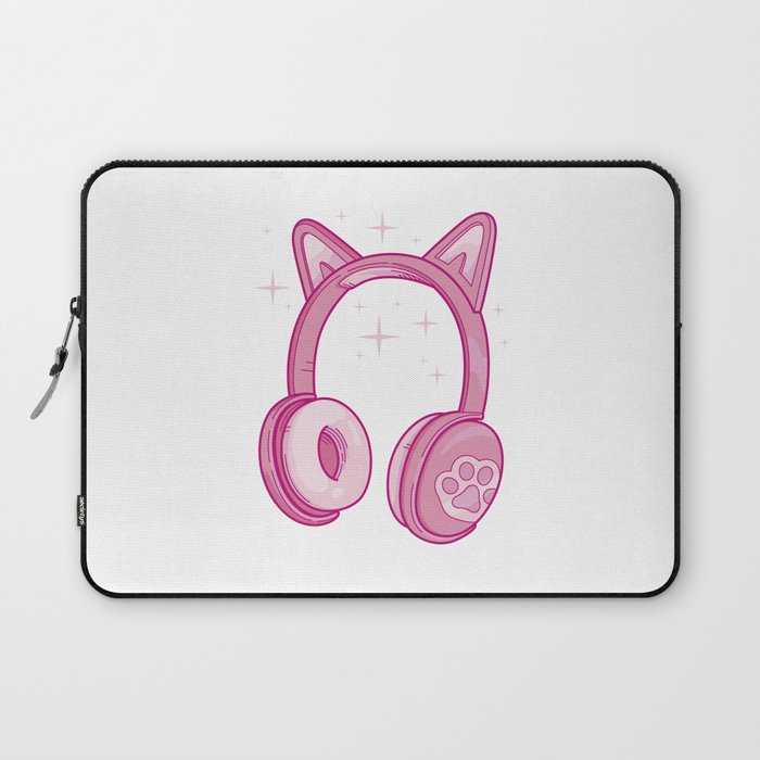 Cute Cat Ears Headphones Laptop Sleeve