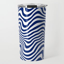 Dark Blue Minimal Wavy Abstract Retro Liquid Swirl  Travel Mug