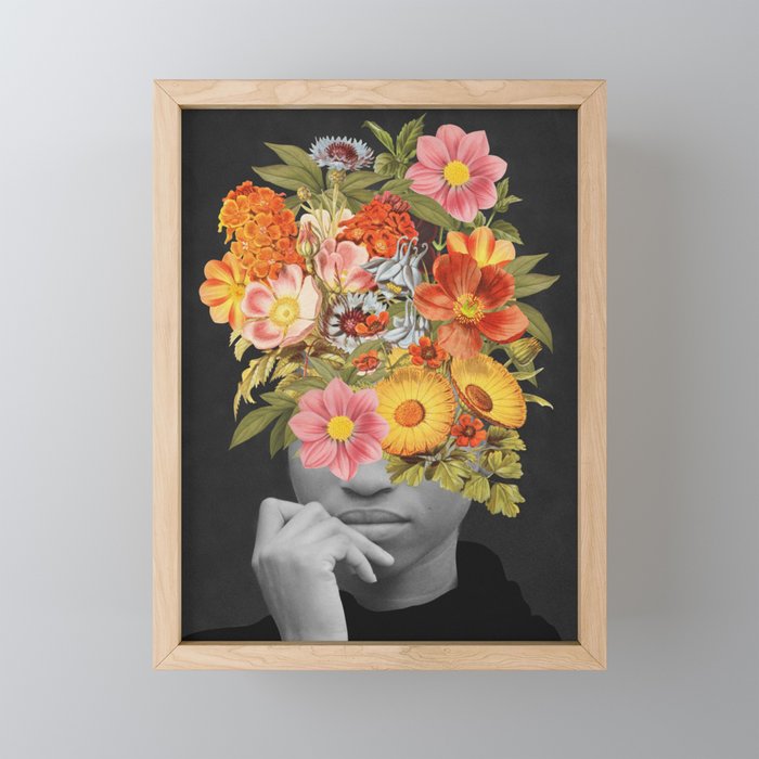 Colorful vintage bouquet Framed Mini Art Print