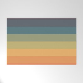 Colorful Retro Striped Rainbow Welcome Mat