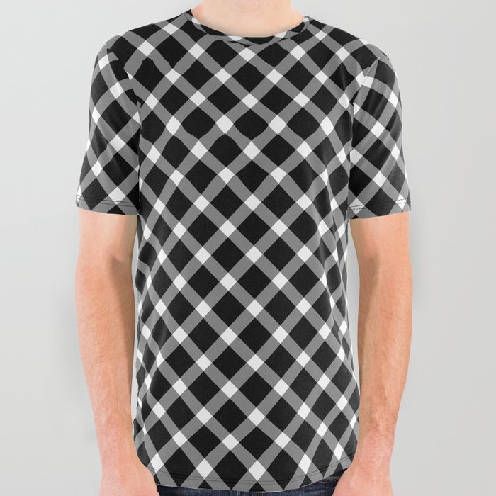Classic Gingham Black and White - 10 All Over Graphic Tee