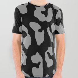 Leopard Print Black Gray All Over Graphic Tee