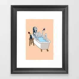 Skeleton Lady Taking a Bath Framed Art Print