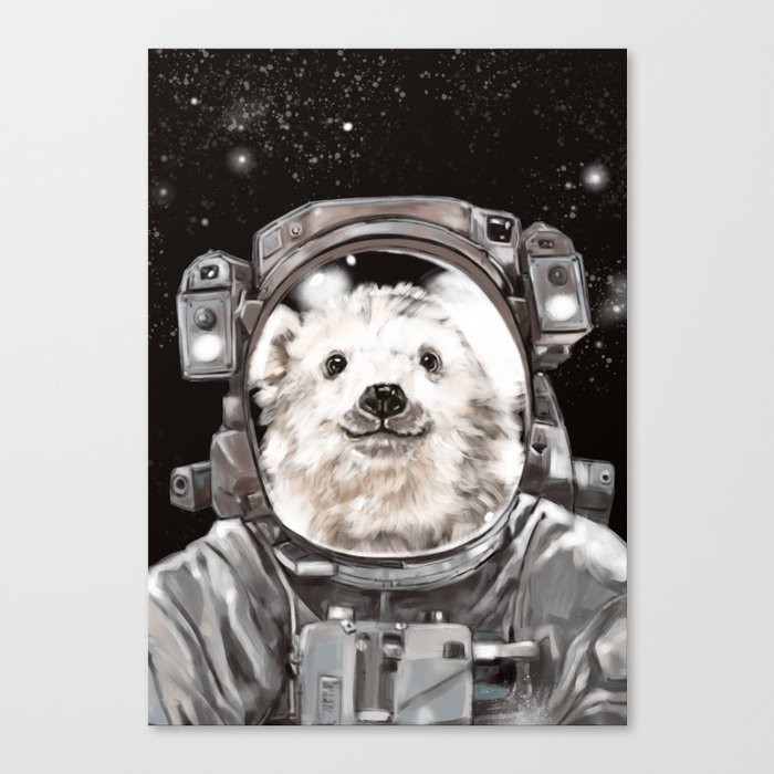 Astronaut Polar Bear Selfie Canvas Print
