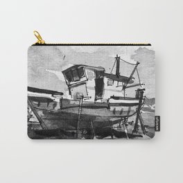 Goan Fishing Boat Black and White Watercolor Painting Carry-All Pouch