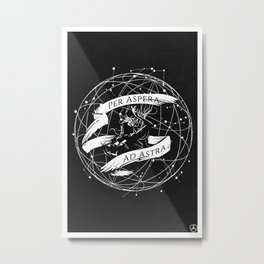 Per Aspera Ad Astra (White) Metal Print | Sci-Fi, Illustration, Pop Art, Vector 