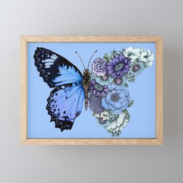 Blue Butterfly in Bloom Framed Mini Art Print