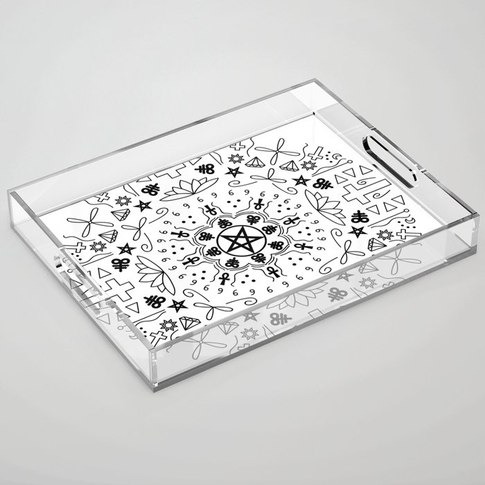 Satanic Mandala - White Acrylic Tray