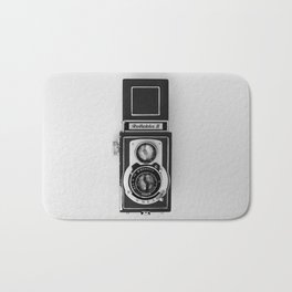 Vintage Camera Bath Mat | White, Portrait, Black And White, Digital, Digital Manipulation, Black, Photo, Greyscale, Abstract, B W 
