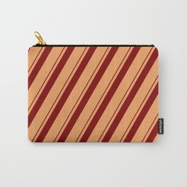 [ Thumbnail: Brown & Maroon Colored Lined Pattern Carry-All Pouch ]