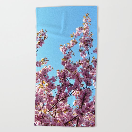 spring pink blossoms Beach Towel