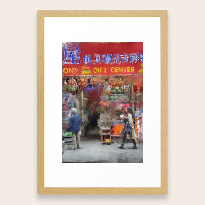 Nyc Chinatown Illustration Oil Painting Acrylic Art New York City