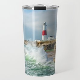 Great Britain Photography - Portland Bill Lighthouse By The Big Ocean Waves Travel Mug