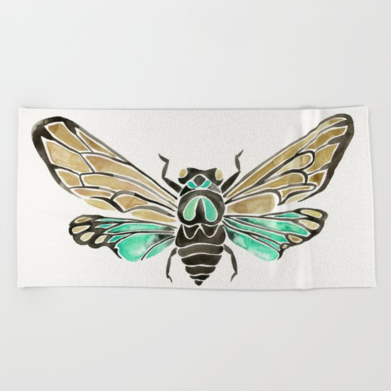 Summer Cicada – Mint & Tan Palette Beach Towel