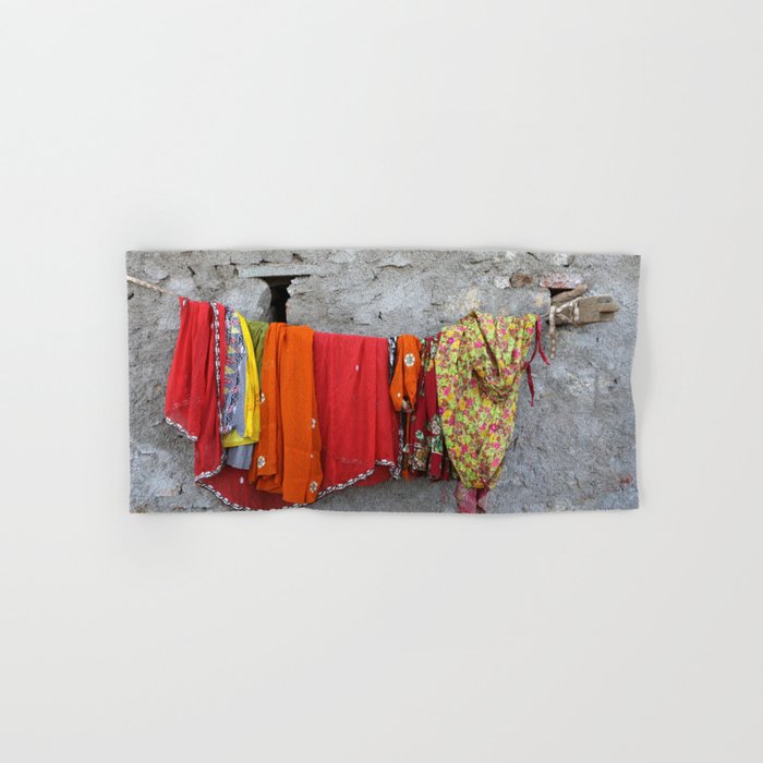 India colorful Clothes on Rope Hand & Bath Towel