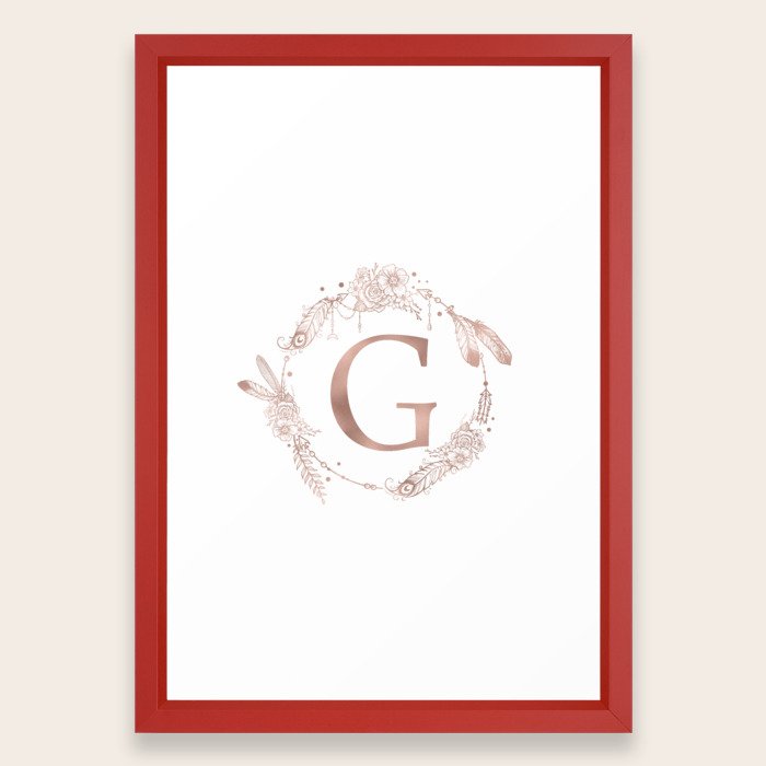 Letter G Rose Gold Pink Initial Monogram Framed Art Print By Naturemagick Society6