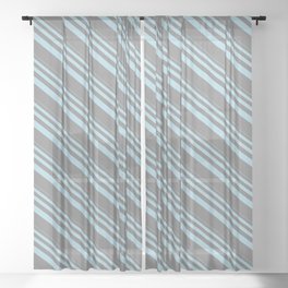 [ Thumbnail: Light Blue and Grey Colored Pattern of Stripes Sheer Curtain ]