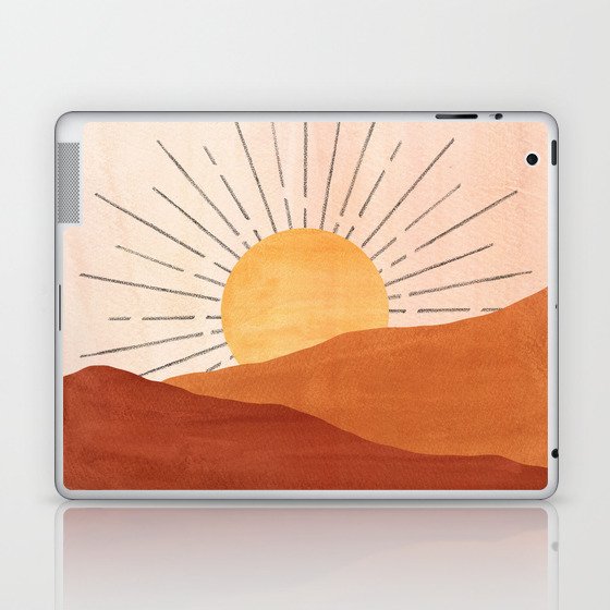Abstract terracotta landscape, sun and desert, sunrise #1 Laptop & iPad Skin