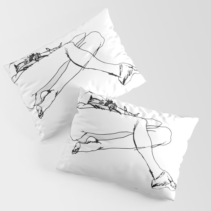 Nude Laying On Side Black And White Line Drawing Pillow Sham By Larry B Simpson Society6