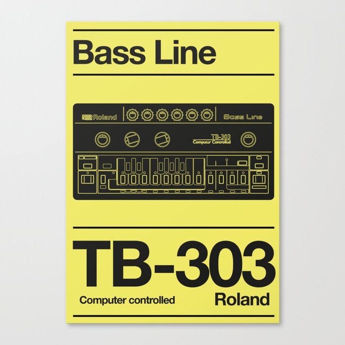 Synthwave Vibes: Minimalist TB-303 Bass Line Art Canvas Print