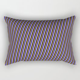 [ Thumbnail: Bisque, Black, Goldenrod, and Blue Colored Pattern of Stripes Rectangular Pillow ]