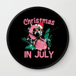 Christmas In July Flamingo Wall Clock