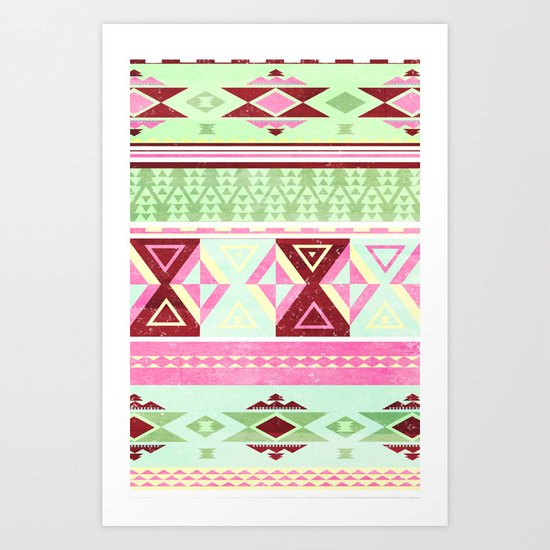 Neon Aztec Art Print