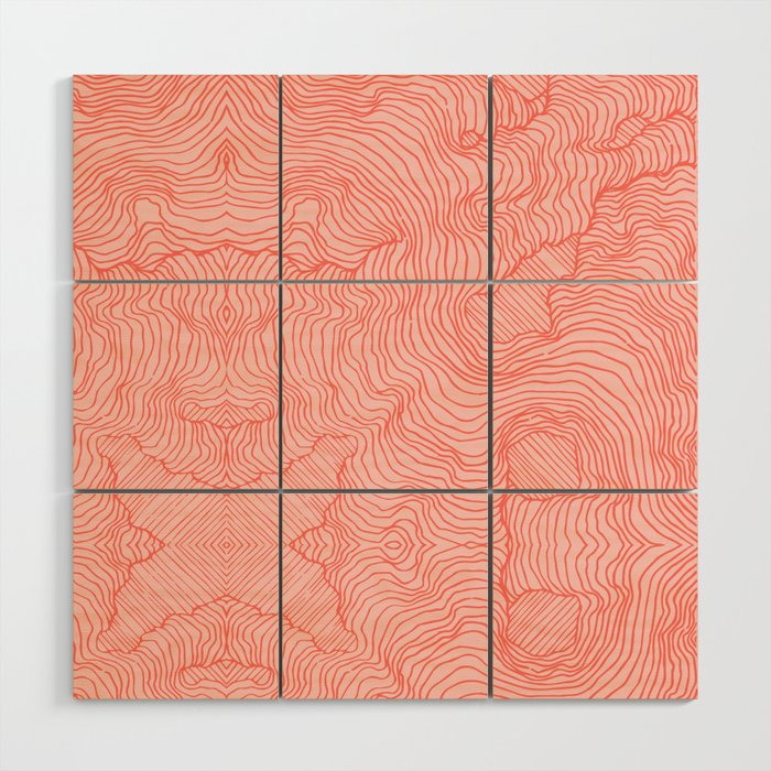 Living Coral Lines Wood Wall Art