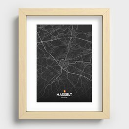 Hasselt, Belgium - Dark City Map Recessed Framed Print