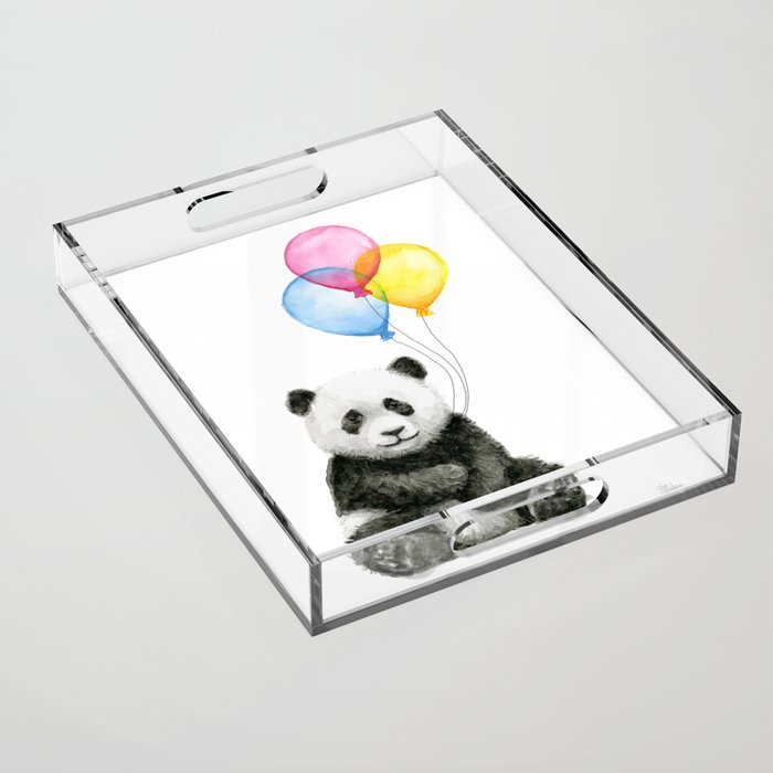 Panda Baby with Balloons Acrylic Tray