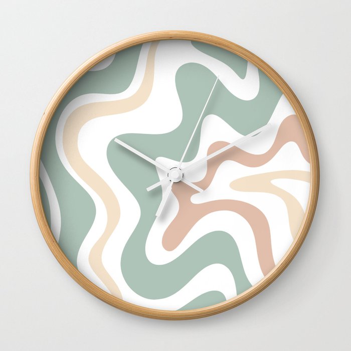 Liquid Swirl Abstract Pattern in Celadon Sage Wall Clock