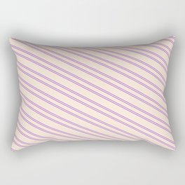 [ Thumbnail: Beige and Dark Orchid Colored Striped Pattern Rectangular Pillow ]