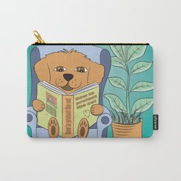 Dog Reading Carry-All Pouch | Confinement, Puppy, Dog, Cute, Stay At Home, Reading, Lifeinconfinement, Arianecillustrations, Pup, Lifewithpets 