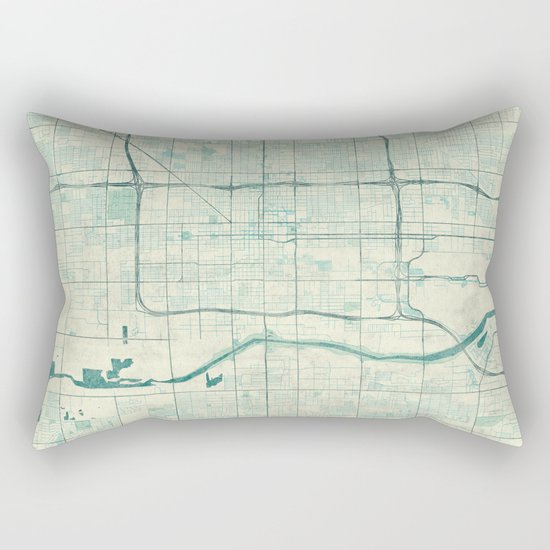 Phoenix Map Blue Vintage Rectangular Pillow