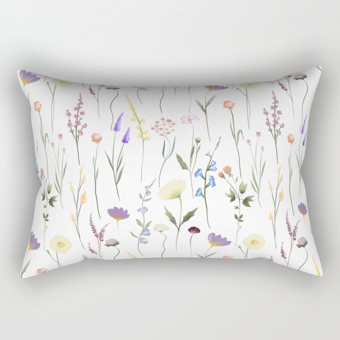 Pretty Wildflowers Floral Pattern Rectangular Pillow