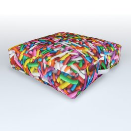Rainbow Sprinkles Sweet Candy Colorful Outdoor Floor Cushion | Abstract, Children, Cupcake, Cute, Birthday, Jimmies, Cakes, Sprinkle, Kids, Photo 