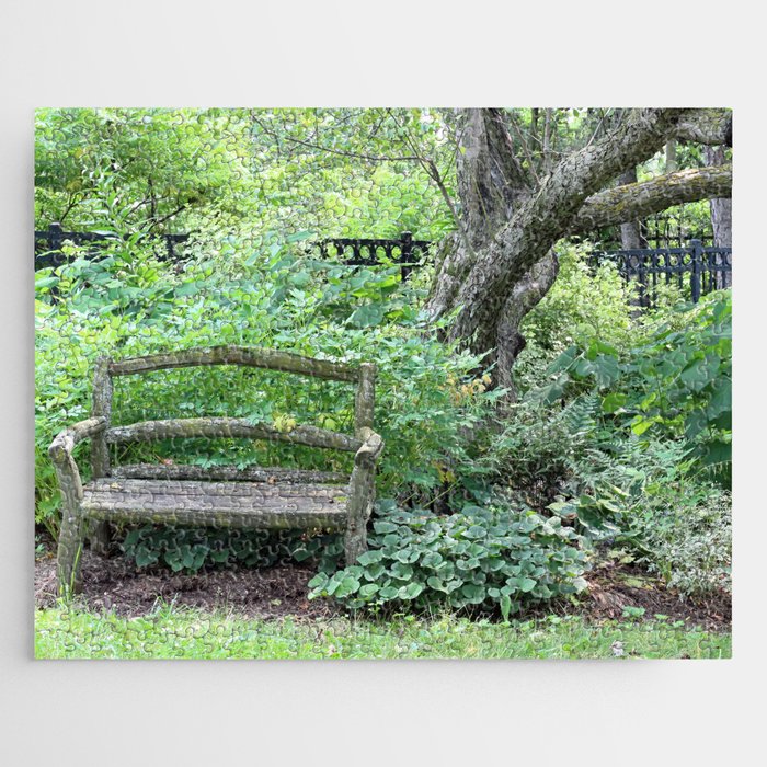 Rustic Bench in the Woods Jigsaw Puzzle